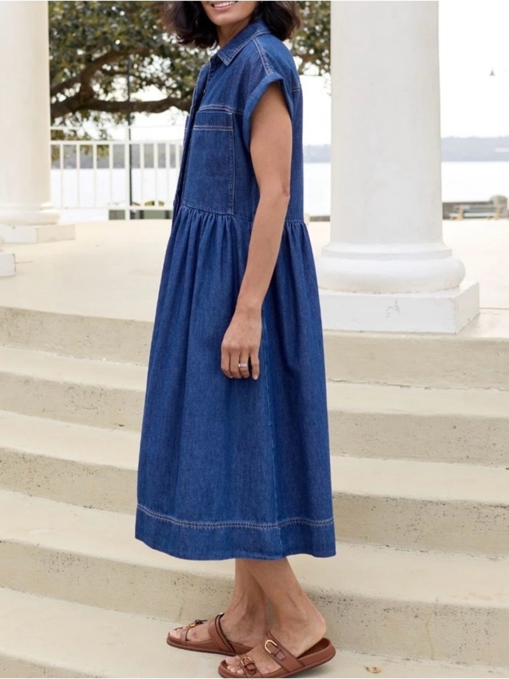 Classic Indigo Denim Midi Shirt Dress - Women - Picture 2 of 5